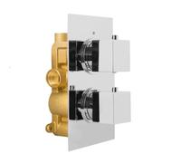 Temel Square 2 Dial 1 Way Chrome Concealed Thermostatic Shower Mixer Valve Nes Home Silver One Size