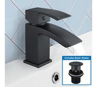 Nes Home Tesa Bathroom Basin Mono Mixer Tap & Basin Waste Matte Black