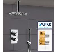 Nes Home Teslie Round Concealed Thermostatic Shower Mixer Set - Ultra Slim Shower Head 200mm & Handset