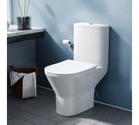 Nes Home Theo Contemporary Round Rimless Close Coupled Toilet With Soft Close Seat