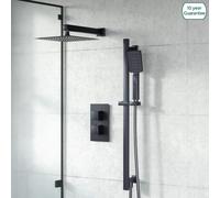 Nes Home Thermostatic Mixer Valve Shower Head Handset Slider Rail Set Matte Black Temel