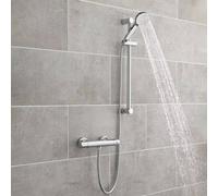 Qubix Thermostatic Round Shower Mixer & Slider Rail Kit Chrome