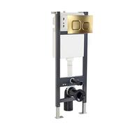 Nes Home Toilet WC Cistern Frame with Avant Brushed Brass Square Push Button