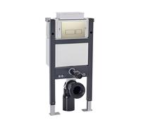 Nes Home Top Front Wall Hung Toilet Frame Brushed Brass Flush Rectangle Button