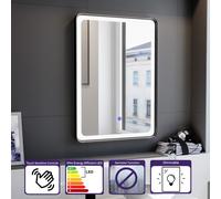 Nes Home Touch Sensor Bathroom LED Mirror Demister 500x700mm Matte Black