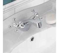 Nes Home Trafford Cross Head Basin Mono Mixer Tap & Waste Chrome in Metallic Silver Nes Home Metallic Silver