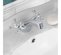 Nes Home Trafford Cross Head Basin Mono Mixer Tap & Waste Chrome in Metallic Silver Nes Home Metallic Silver