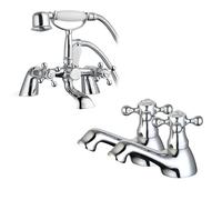 Nes Home Trafford Victorian Basin Taps & Bath Shower Mixer Tap Chrome