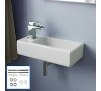Nes Home Tulla 375 X 185mm Small Cloakroom Rectangle Wall Hung Basin Sink And Fittings Left Hand