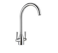 Nes Home Twin Lever Kitchen Basin Mono Mixer Tap Brushed Nickel