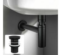 Nes Home Universal Bathroom Basin Bottle Trap & Unslotted Waste Matte Black