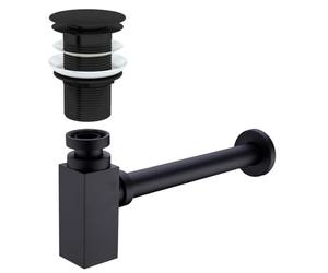 Nes Home Universal Bathroom Basin Square Bottle Trap & Waste Matte Black