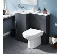 Nes Home 900mm Left Hand Matt Grey Basin Vanity, WC Unit & Back to Wall Toilet