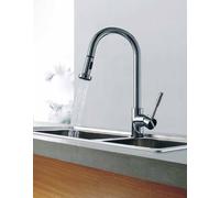 Nes Home Victoria Design Chrome Kitchen Sink Single Lever Pull Out Spray Tap in Metallic Silver Nes Home Metallic Silver