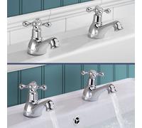Nes Home Victorian Bath & Basin Taps Set Chrome in Metallic Silver Nes Home Metallic Silver
