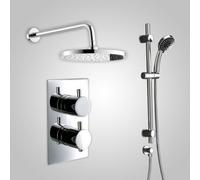 Nes Home Violet Thermostatic 2 Dial 2 Way Round Set - Shower Head & Slider Rail Handset