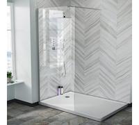 Nes Home Walk In Shower Screen 900mm Wet Room Panel Tempered Glass & Chrome Support Bar