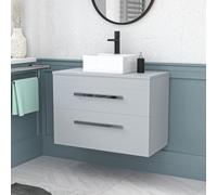 Nes Home Wall Hung 800mm Matte Grey Cabinet With Countertop Basin And Worktop