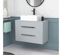 Nes Home Wall Hung 800mm Matte Grey Cabinet With Countertop Basin And Worktop