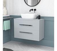 Nes Home Wall Hung 800mm Matte Grey Vanity With Basin And Worktop