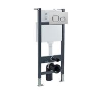 Nes Home Wall Hung Toilet Cistern Frame With Avant Chrome Square Push Button