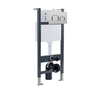 Nes Home Wall Hung Toilet Cistern Frame with Avant Chrome Square Push Button