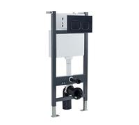 Nes Home Wall Hung Toilet Cistern Frame with Avant Matt Black Square Push Button