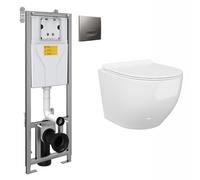 Nes Home Walmley Rimless Wall Hung Toilet Pan with Framed Cistern
