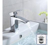 Nes Home Waterfall Bathroom Single Lever Cloakroom Basin Mono Mixer Tap With Waste