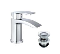 Nes Home Waterfall Cloakroom Tap Basin Mono Mixer Chrome & Waste