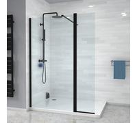 Nes Home Wet Room 1000 Shower 8mm Tempered Glass Screen With 300mm Flipper Panel Black
