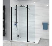 Nes Home Wet Room 900 Shower Enclosure Screen and Flipper Return Panel 8mm Black
