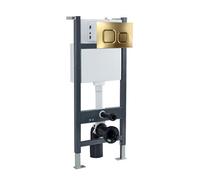 Nes Home Wh Toilet Cistern Frame With Avant Brushed Brass Square Push Button