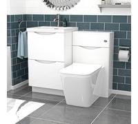 Nes Home White 1000mm Freestanding Basin Vanity WC Unit & Square BTW Toilet