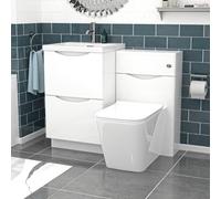 Nes Home White 1000mm Freestanding Basin Vanity Wc Unit & Square Btw Toilet