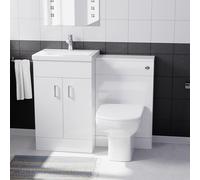 Nes Home White 1000mm Freestanding Vanity, WC Unit & Rimless BTW Toilet