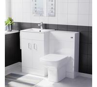 Nes Home White 1000mm Slim Basin Vanity, WC Unit & Rimless BTW Toilet
