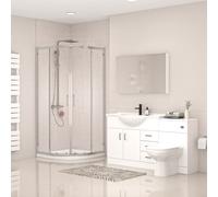 Nes Home White 1050mm Freestanding Basin Vanity WC Unit Shower & BTW Toilet