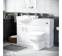 Nes Home White 1050mm Freestanding Doors Vanity With Wc & Btw Toilet Pan