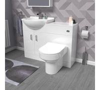 Nes Home White 1050mm Vanity Unit With Wc Unit & Back To Wall Toilet