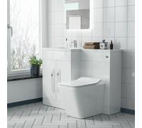 Elora White 1100 mm LH L-Shape Basin Vanity Unit WC BTW Rimless Toilet