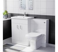 Nes Home White 1100mm Basin Doors Vanity, WC Unit & Rimless BTW Toilet