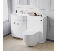 Nes Home White 1100mm Left Hand Side Sink Combination Vanity Unit Rimless Toilet