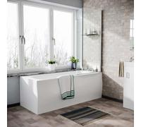 Nes Home White 1700mm Round Bath 800mm Curved Bath Screen & Front Panel