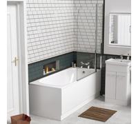 Nes Home White 1700mm Round Shower Screen Bath Front Panel Single Ended Bathtub