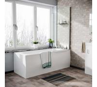 Nes Home White 1700mm Standard Round Bath, 800mm Curved Bath Screen, Front & End Panels