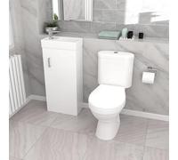 Nes Home White 400mm Basin Sink Vanity Unit and WC Toilet Set
