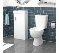 Nes Home White 400mm Basin Sink Vanity Unit and WC Toilet Set