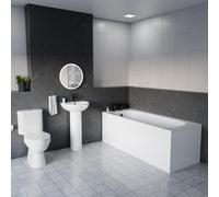 Nes Home White 450mm Round Slim Edge Pedestal Basin with Toilet Bath & Front Panel