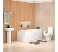 Nes Home White 450mm Square Modern Full Pedestal Basin Toilet Bath & Front Panel